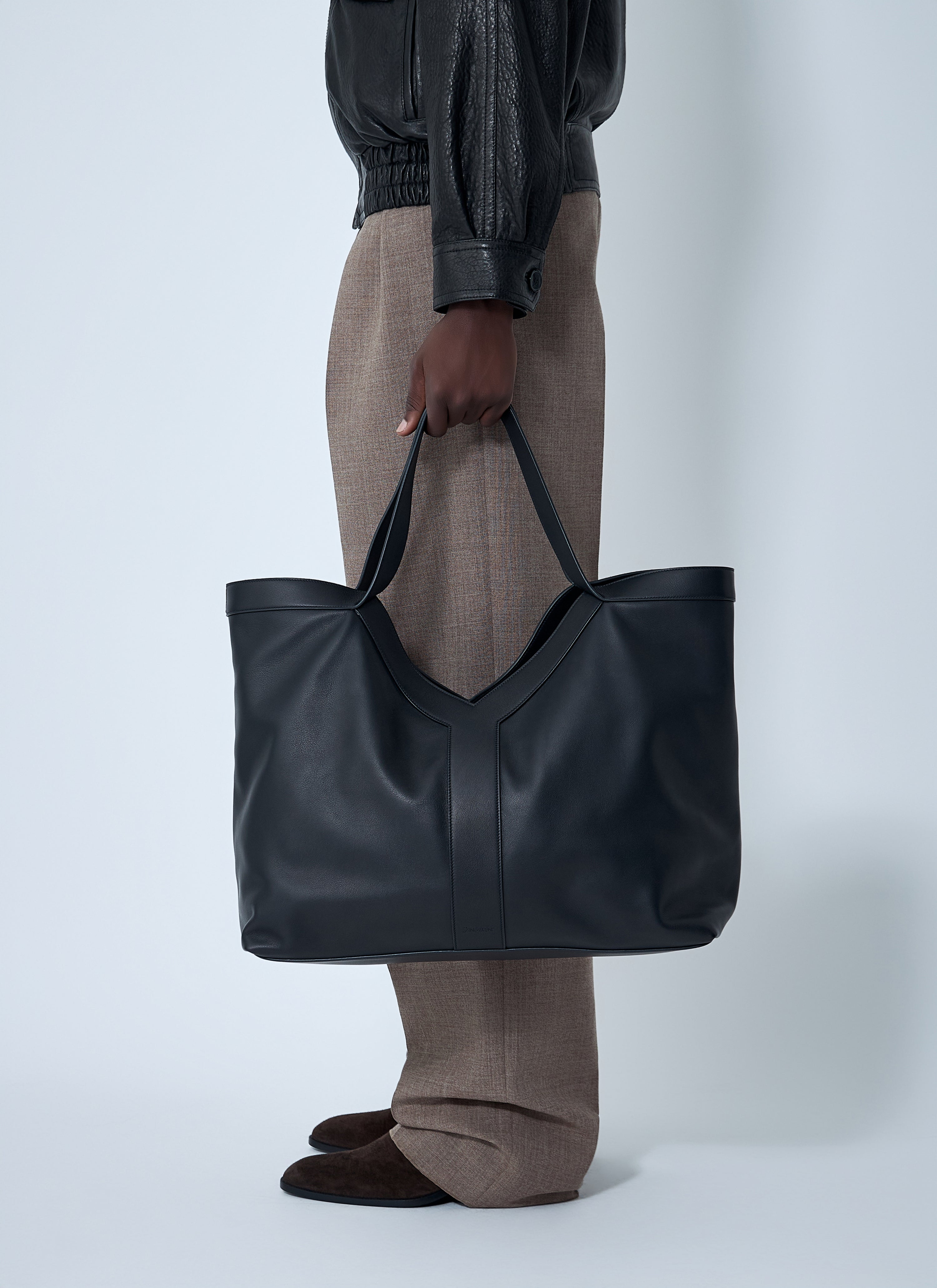 Saint Laurent Saint Laurent Men Large Y-Shaped Leather Tote Bag