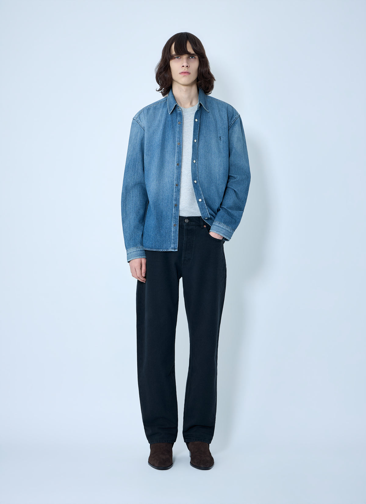 Saint Laurent Men Loose Straight Denim Pants