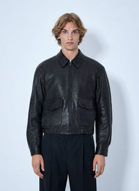 Saint Laurent Saint Laurent Men Zip-Front Leather Jacket