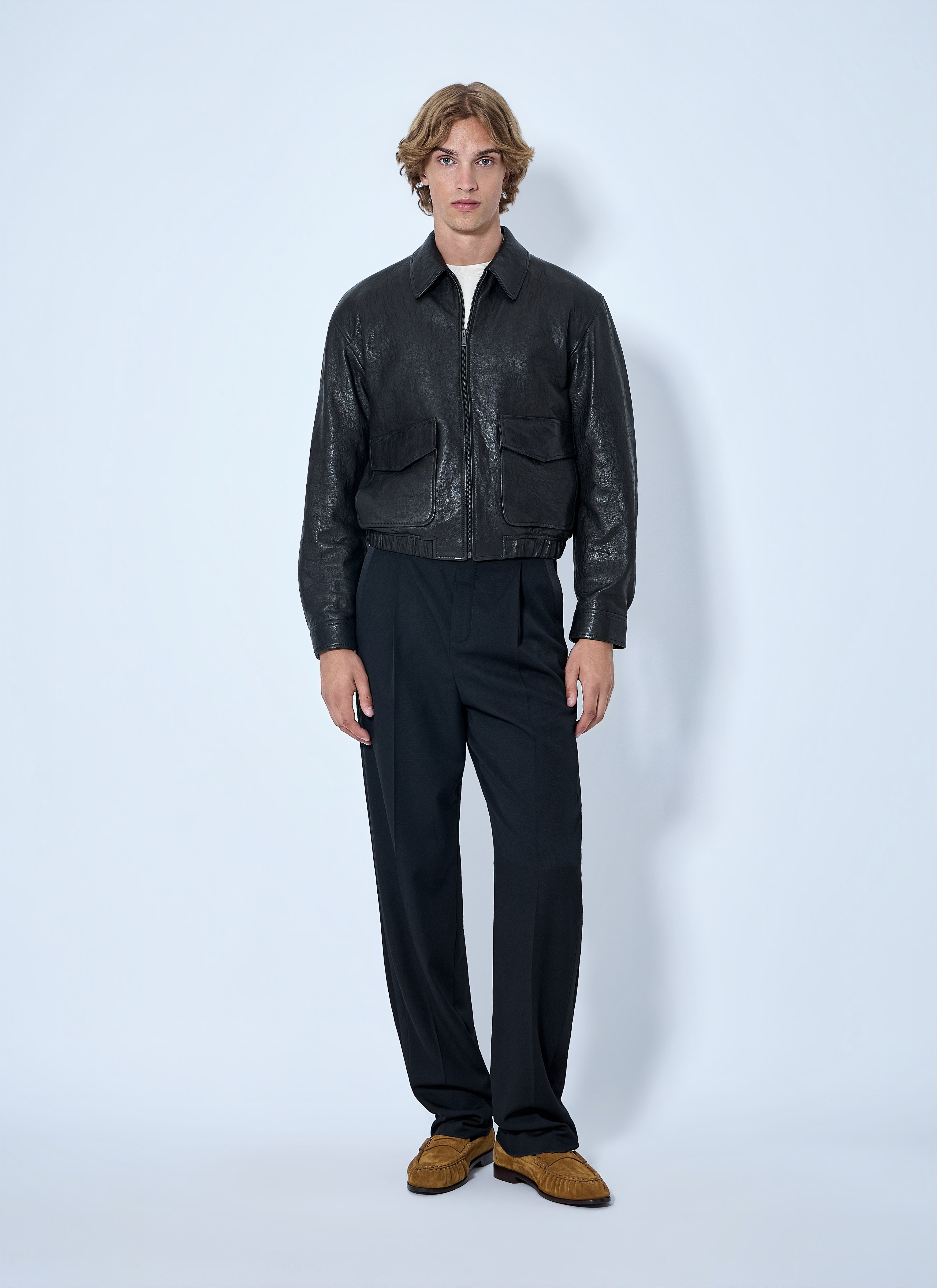Saint Laurent Men Zip-Front Leather Jacket – Bluefly