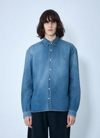 Saint Laurent Men Cassandre Denim Shirt