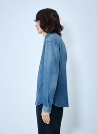 Saint Laurent Men Cassandre Denim Shirt