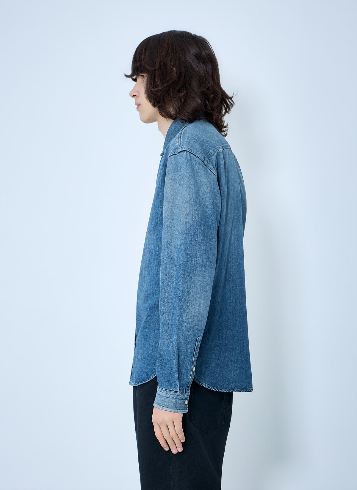 Saint Laurent Men Cassandre Denim Shirt