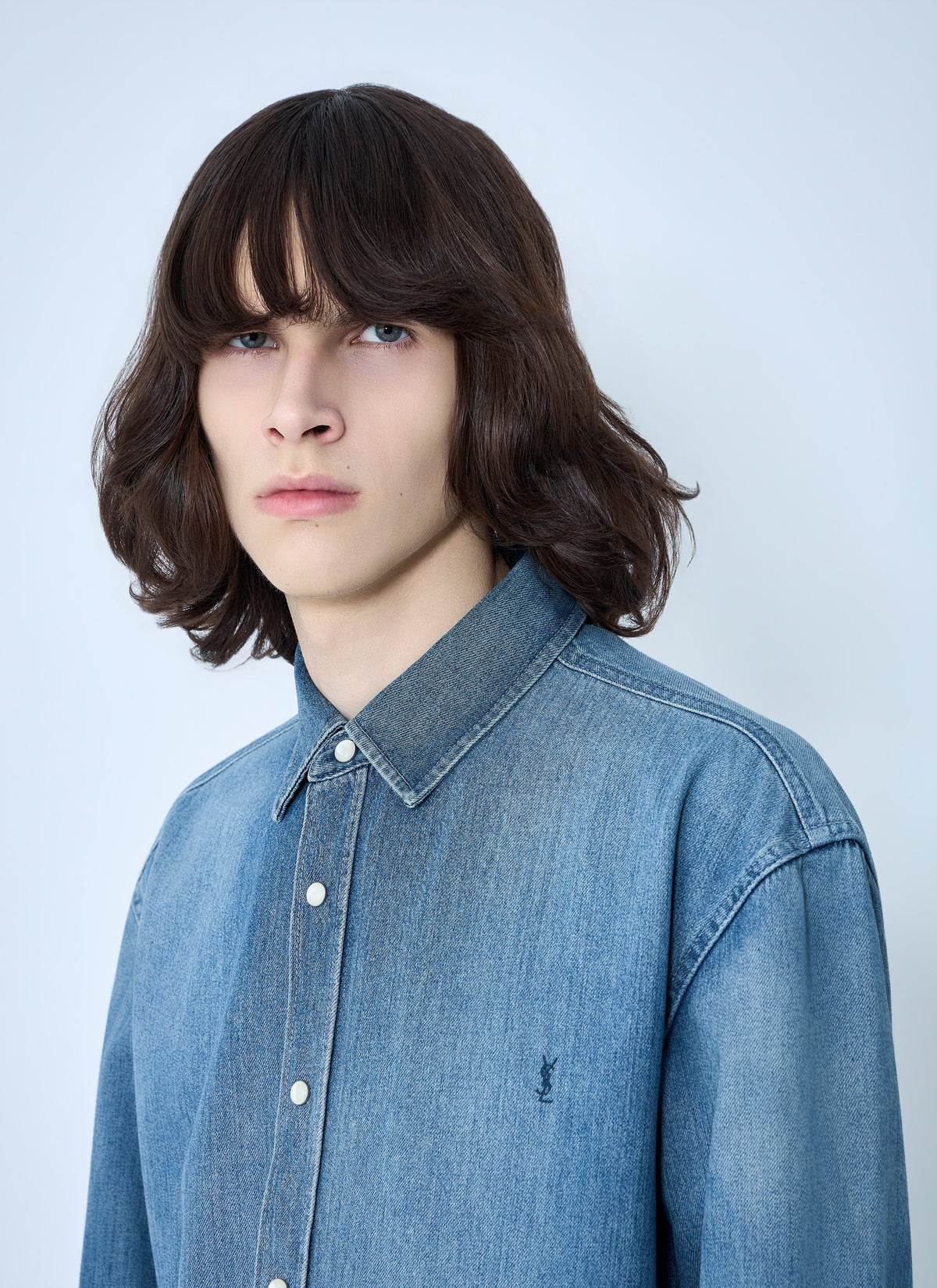 Saint Laurent Men Cassandre Denim Shirt
