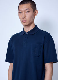 Saint Laurent Men Cassandre Polo In Cotton Piqué