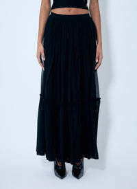 Saint Laurent Women Ruffled Silk Skirt