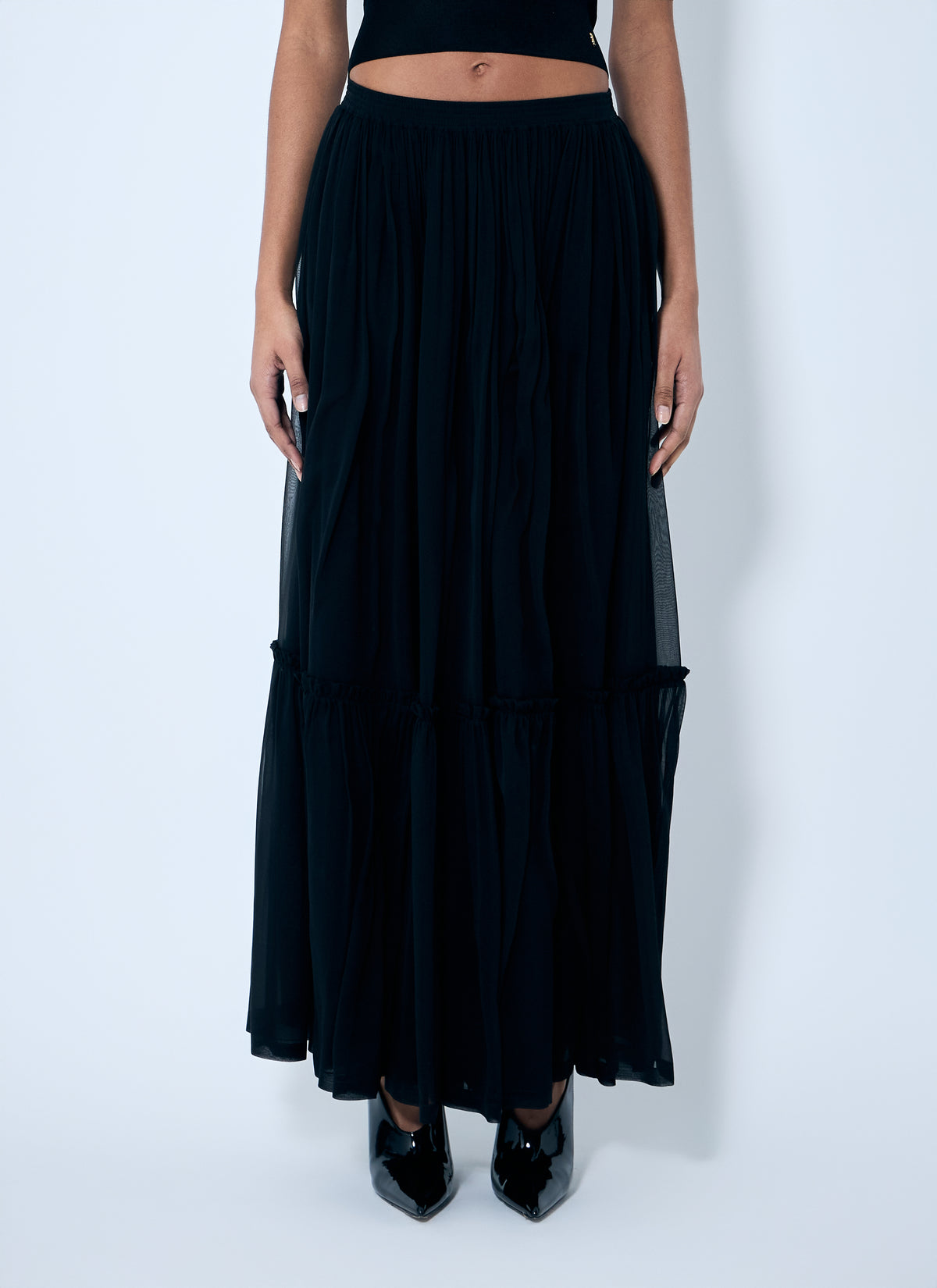 Saint Laurent Women Ruffled Silk Skirt