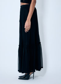 Saint Laurent Women Ruffled Silk Skirt