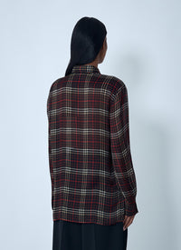 Saint Laurent Women Tartant Silk Cassandre Shirt