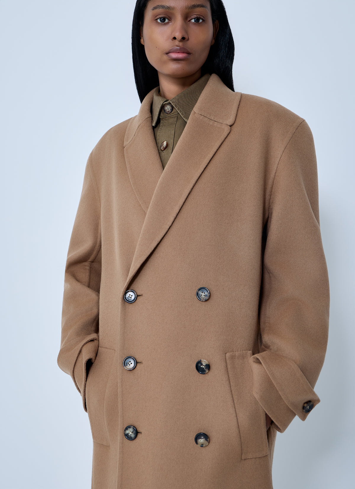 Saint Laurent Women Brushed Cashmere-And-Wool-Blend Coat