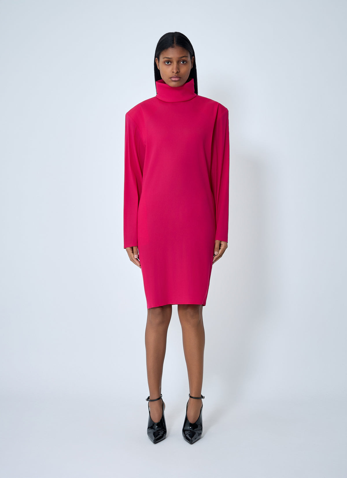 Saint Laurent Women High Neck Long Sleeve Dress