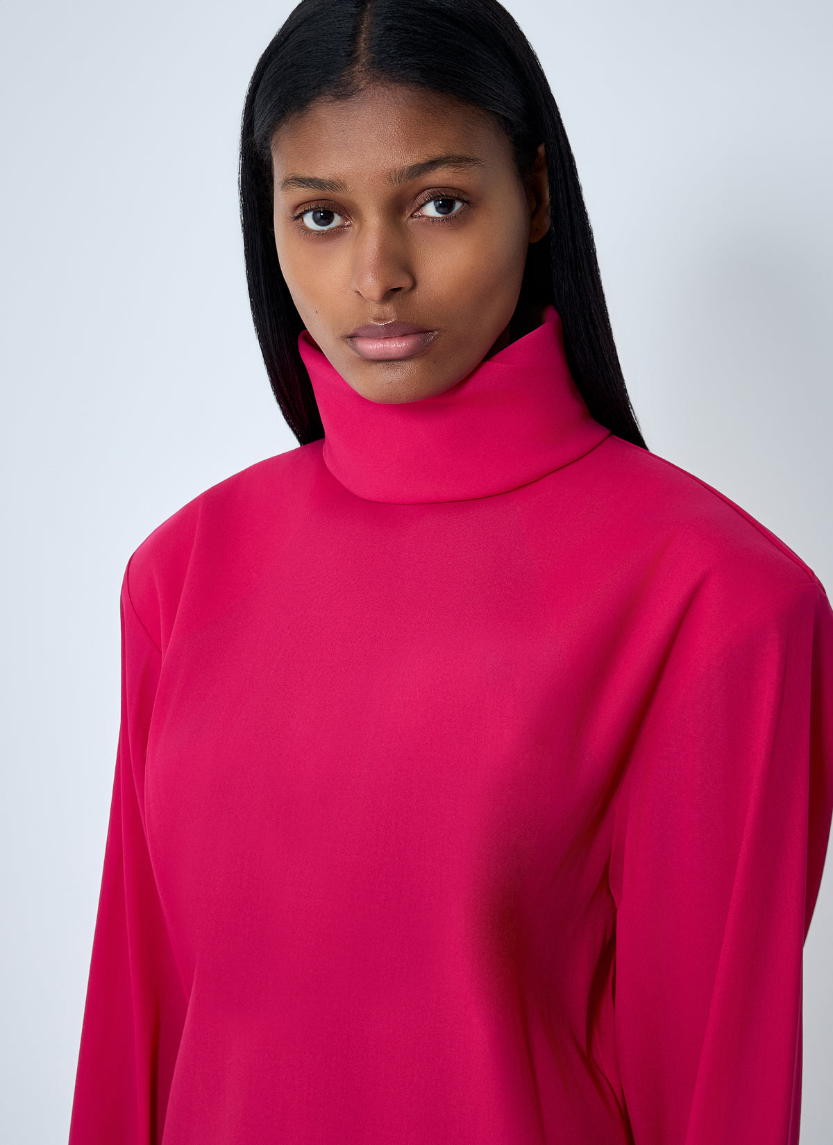 Saint Laurent Women High Neck Long Sleeve Dress