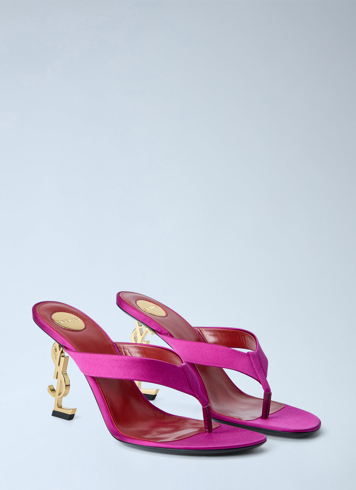 Saint Laurent Women Opyum Satin Thong Mule Sandals