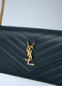 Saint Laurent Women Cassandre Chain Wallet