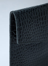 Saint Laurent Saint Laurent Women Uptown Crocodile-Embossed Shiny Leather Pouch