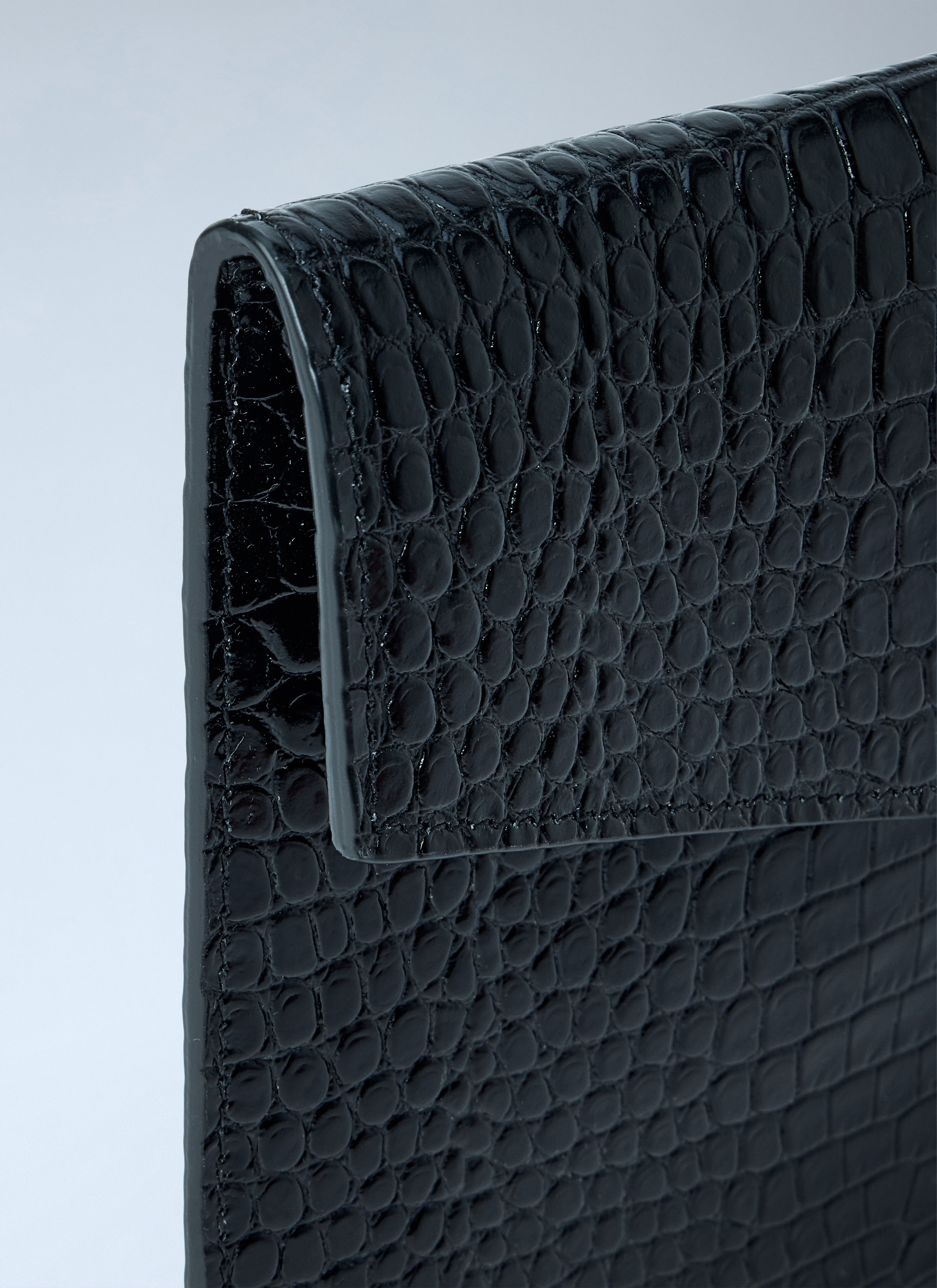 Saint Laurent Saint Laurent Women Uptown Crocodile-Embossed Shiny Leather Pouch