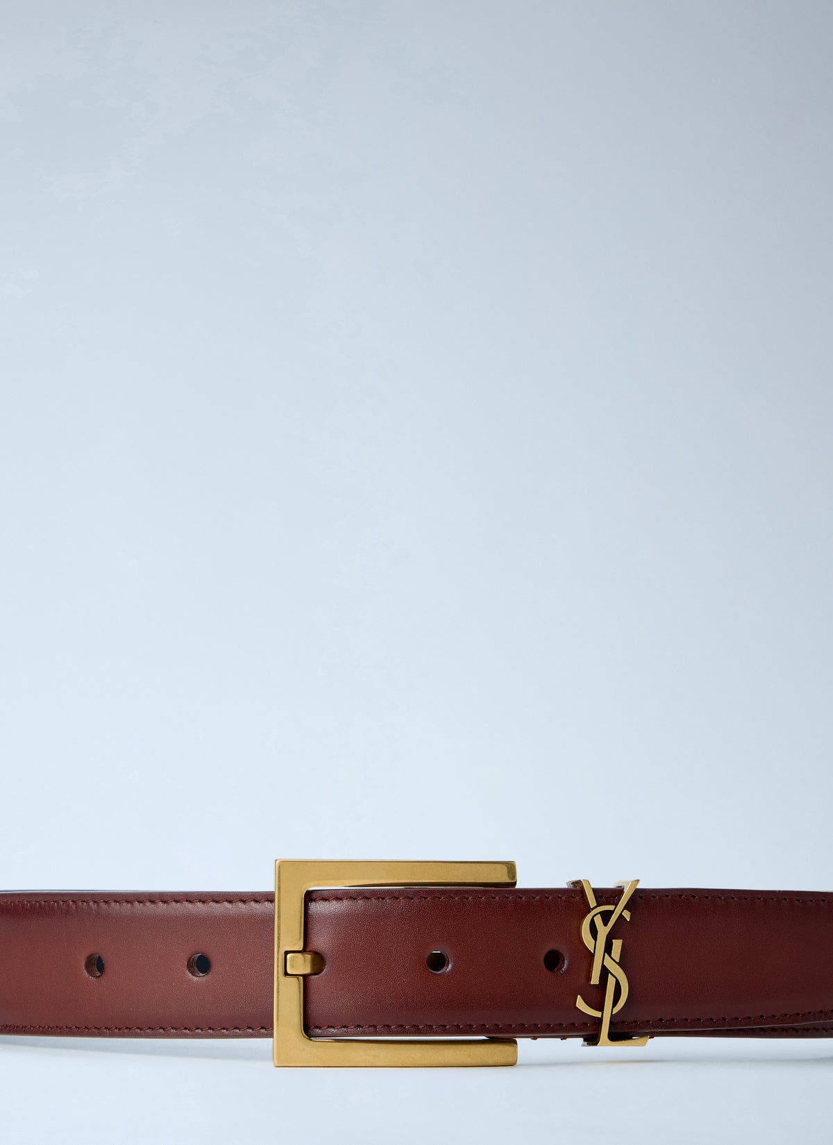 Saint Laurent Women Cassandre Belt In Aged Effect Leather