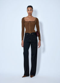 Saint Laurent Women V-Waist Long Baggy Jeans