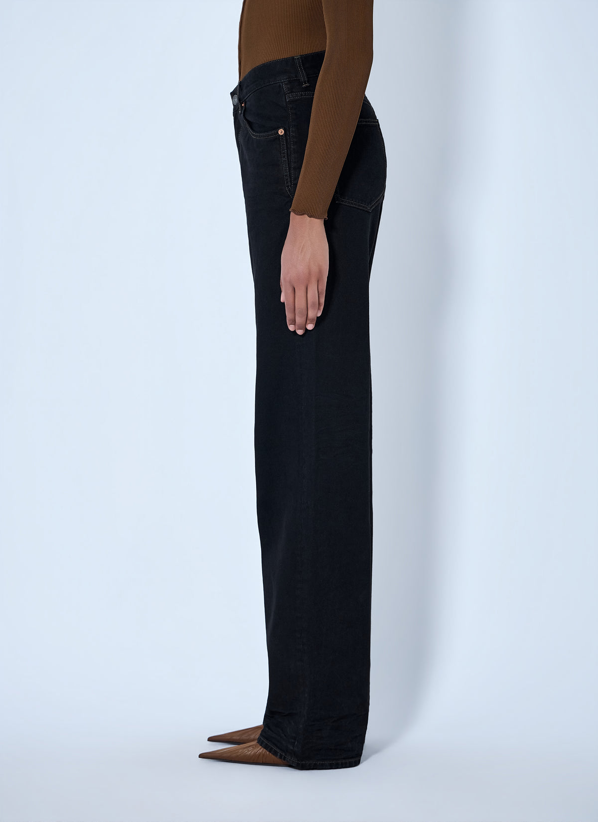 Saint Laurent Women V-Waist Long Baggy Jeans