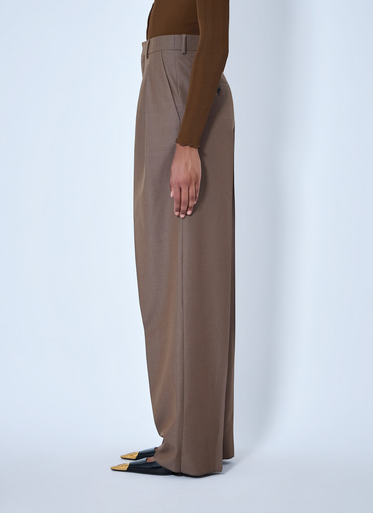 Saint Laurent Women Wool Blend Wide-Leg Pants