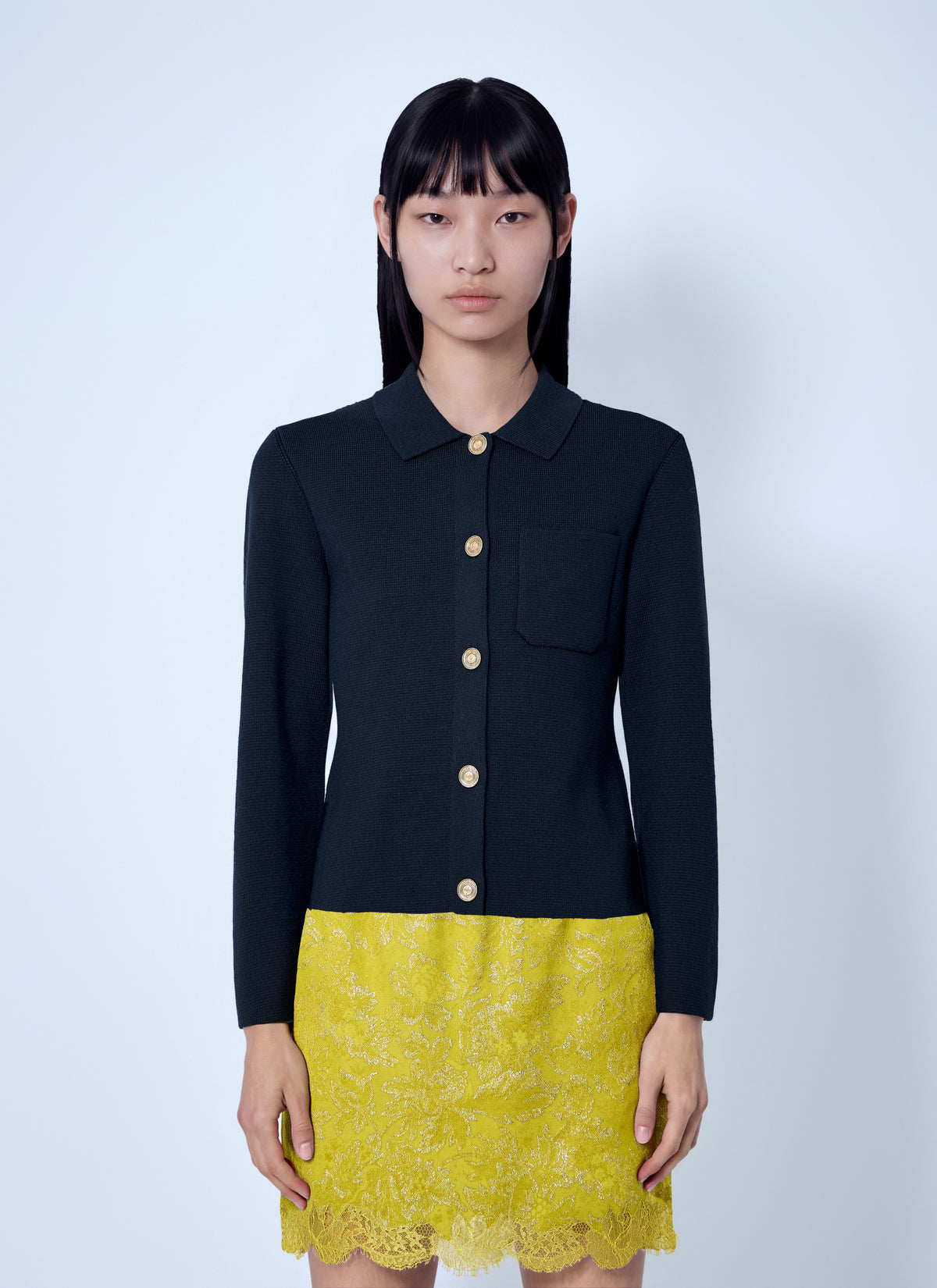 Saint Laurent Women Wool Polo Cardigan