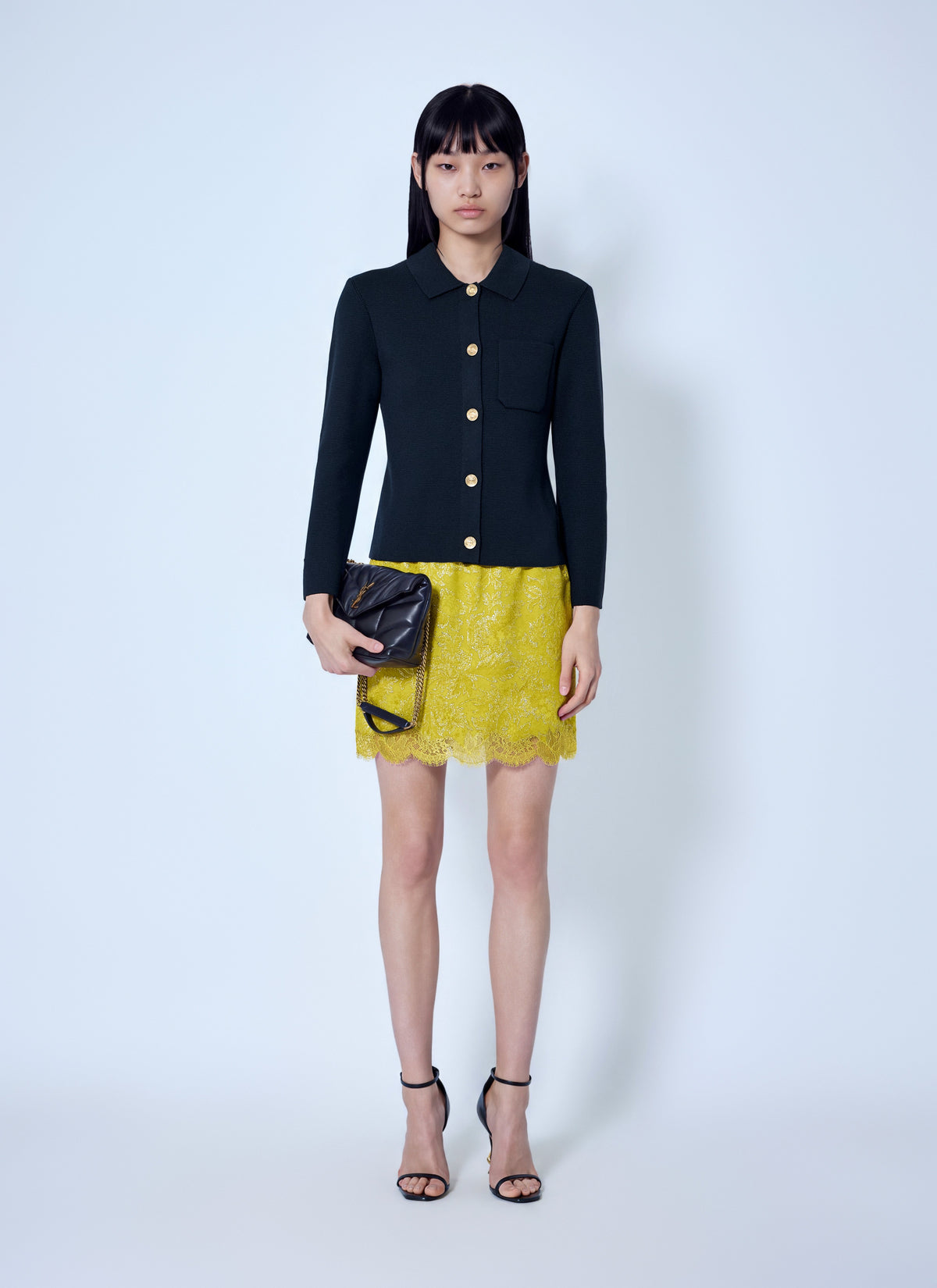 Saint Laurent Women Wool Polo Cardigan