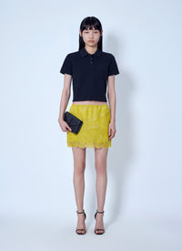 Saint Laurent Women Cassandre Cropped Polo Shirt