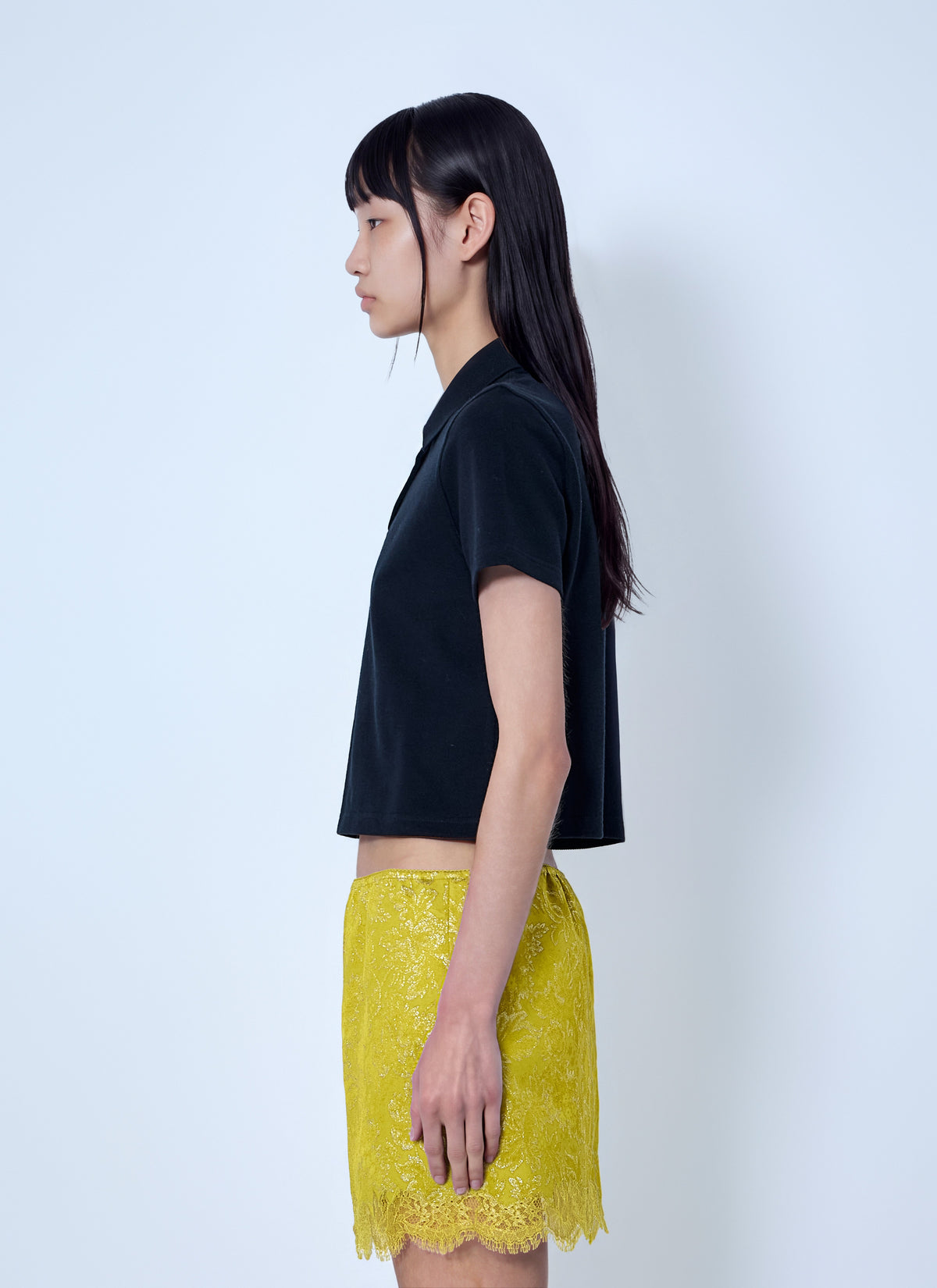 Saint Laurent Women Cassandre Cropped Polo Shirt