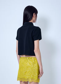 Saint Laurent Women Cassandre Cropped Polo Shirt