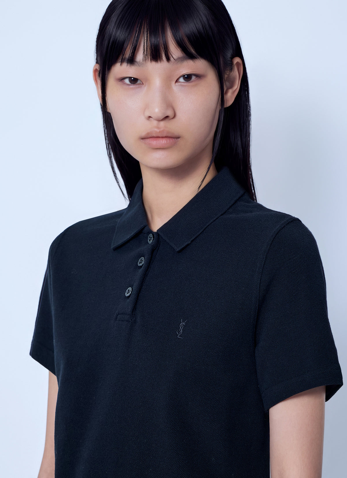 Saint Laurent Women Cassandre Cropped Polo Shirt