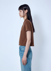 Saint Laurent Women Cassandre Cropped Polo Shirt