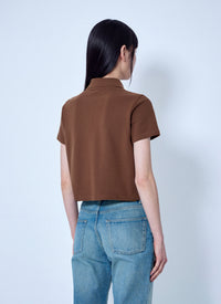 Saint Laurent Women Cassandre Cropped Polo Shirt