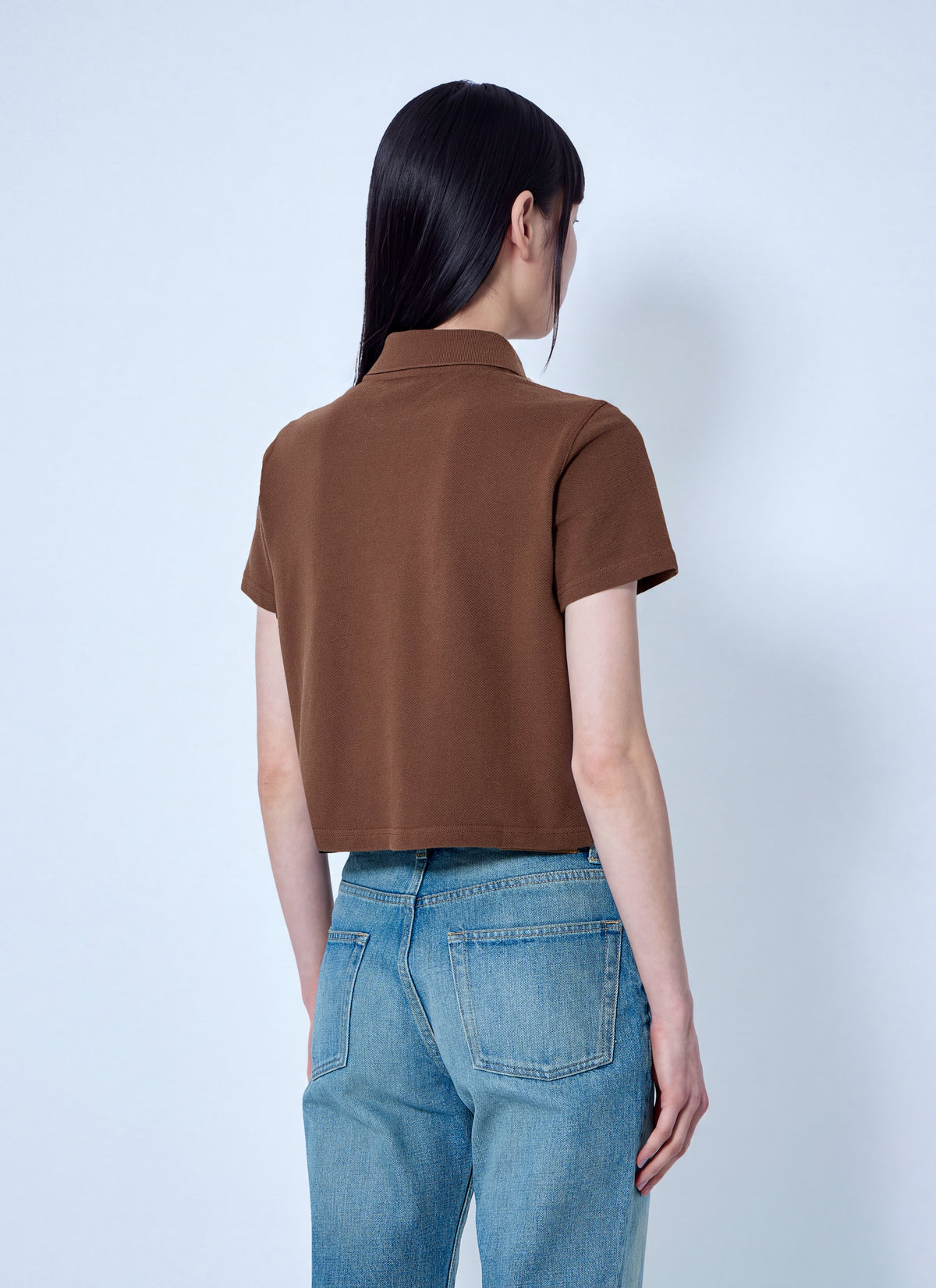 Saint Laurent Women Cassandre Cropped Polo Shirt