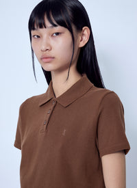 Saint Laurent Women Cassandre Cropped Polo Shirt