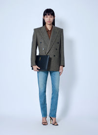 Saint Laurent Women Double-Breasted Herringbone Blazer