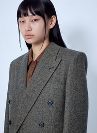 Saint Laurent Women Double-Breasted Herringbone Blazer