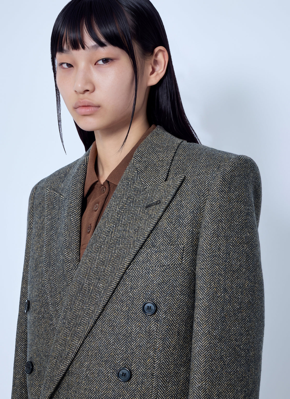 Saint Laurent Women Double-Breasted Herringbone Blazer