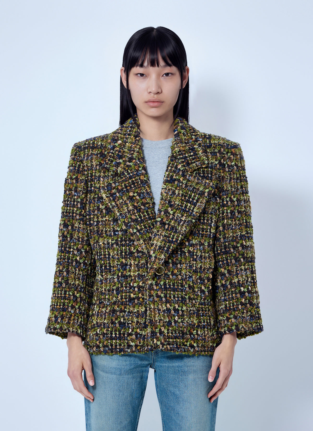 Saint Laurent Women Single-Breasted Jacket In Tweed