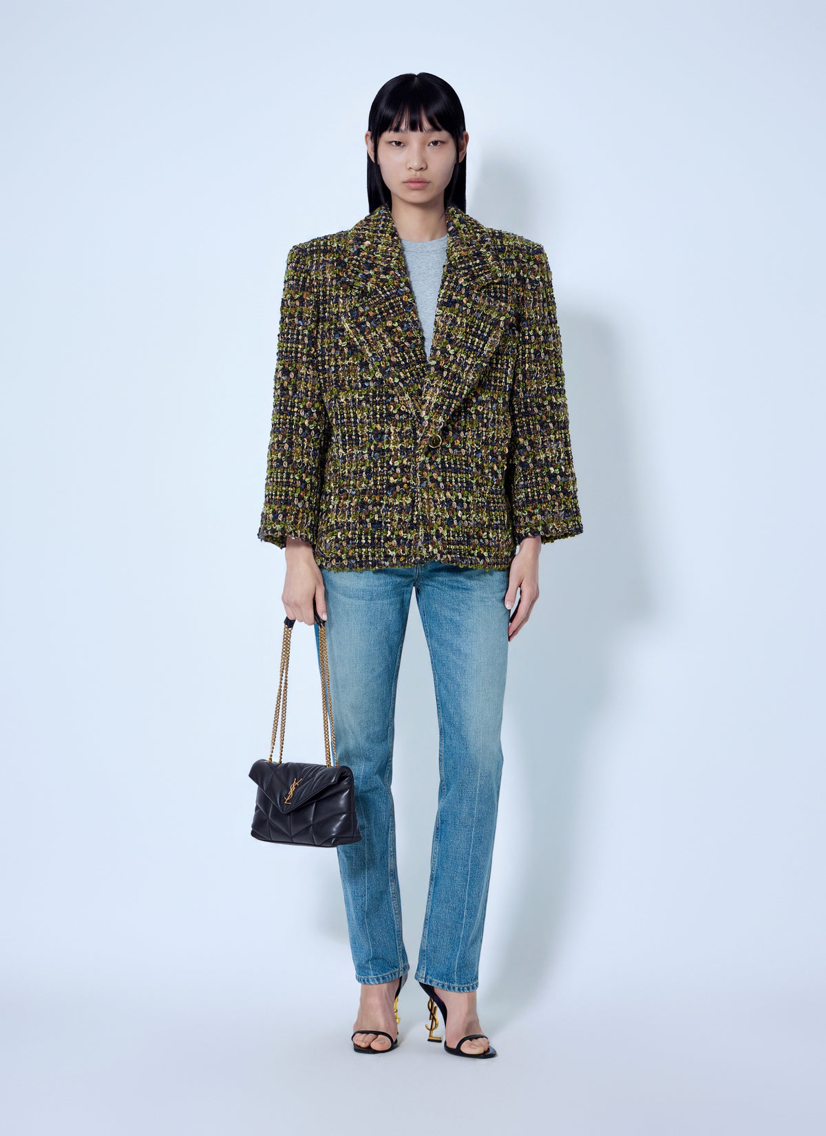 Saint Laurent Women Single-Breasted Jacket In Tweed