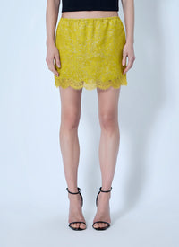Saint Laurent Women Baroque Mini Skirt In Jacquard And Lace