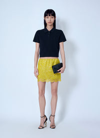 Saint Laurent Women Baroque Mini Skirt In Jacquard And Lace