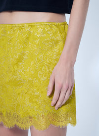 Saint Laurent Women Baroque Mini Skirt In Jacquard And Lace