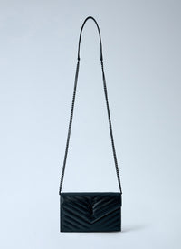 Saint Laurent Women Cassandre Envelope Chain Wallet In Grain De Poudre Leather