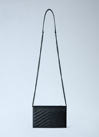 Saint Laurent Women Cassandre Envelope Chain Wallet In Grain De Poudre Leather