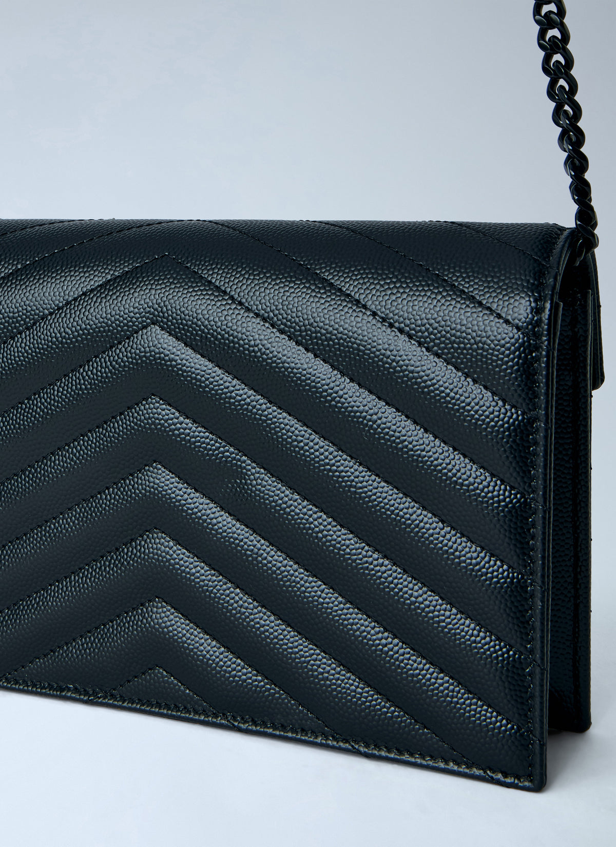 Saint Laurent Women Cassandre Envelope Chain Wallet In Grain De Poudre Leather