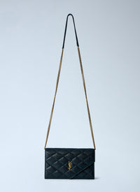Saint Laurent Women Paris Chain Wallet In Grain De Poudre Leather