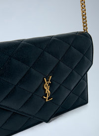 Saint Laurent Women Paris Chain Wallet In Grain De Poudre Leather