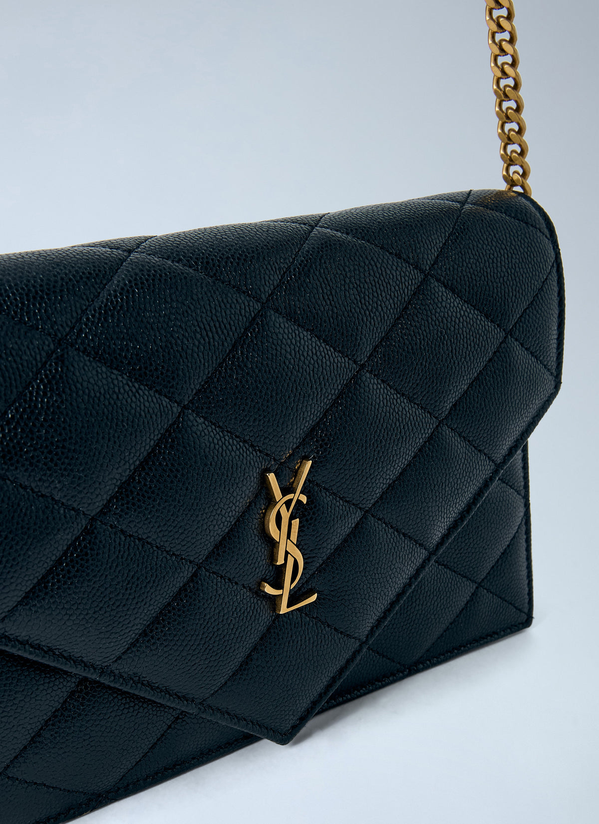 Saint Laurent Women Paris Chain Wallet In Grain De Poudre Leather