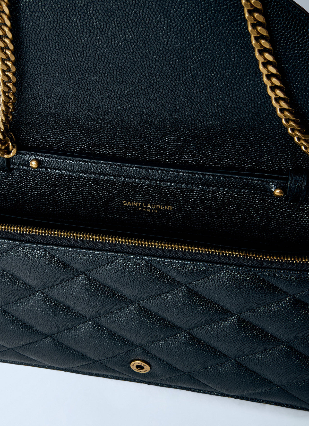 Saint Laurent Women Paris Chain Wallet In Grain De Poudre Leather