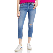 Womens Distressed Mid-Rise Cropped Jeans